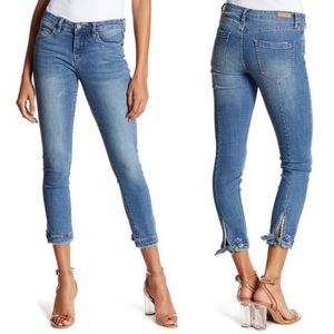 BLANKNYC Happy Place Tie Hem Crop Skinny Jeans